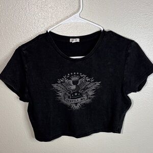 Garage Black Charcoal Graphic Crop Top